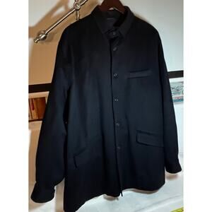 Faconnable Men’s 100% Wool Jacket Black Button Front Casual Coat Relaxed Fit